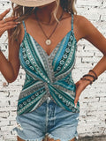 Spaghetti Chain Print Knotted Sexy V-neck Camisole