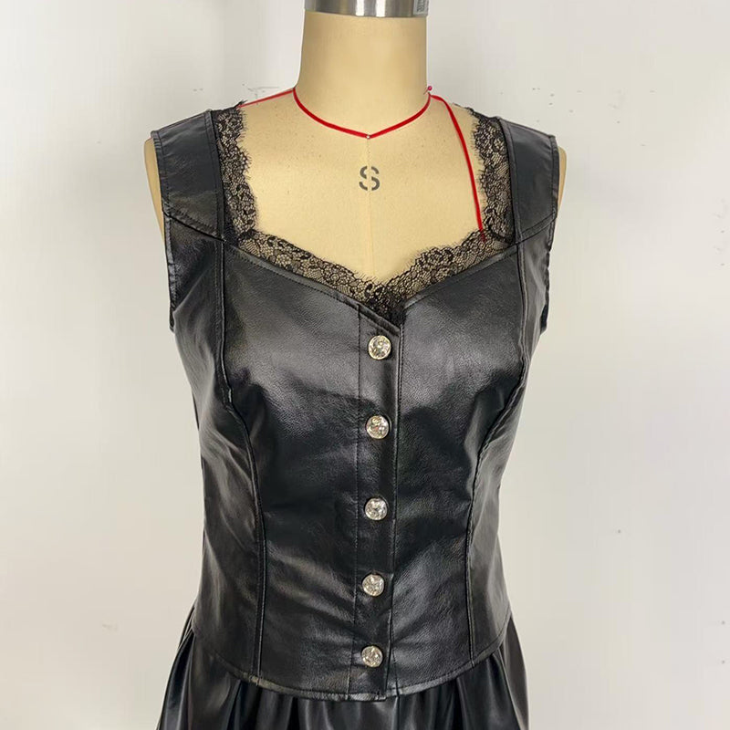 Faux Leather Vest Sleeveless Top