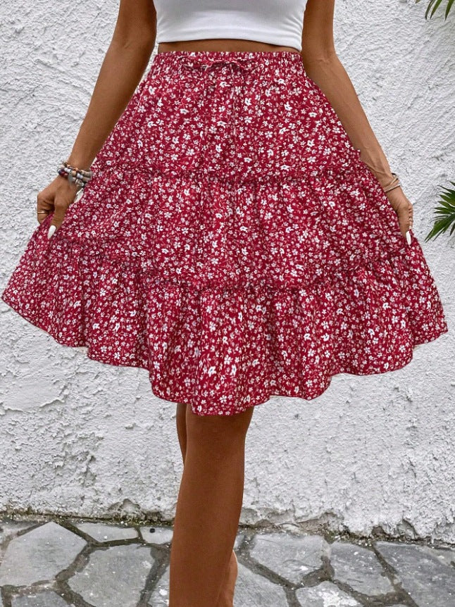 A-Line Floral All-Match Mini Skirt