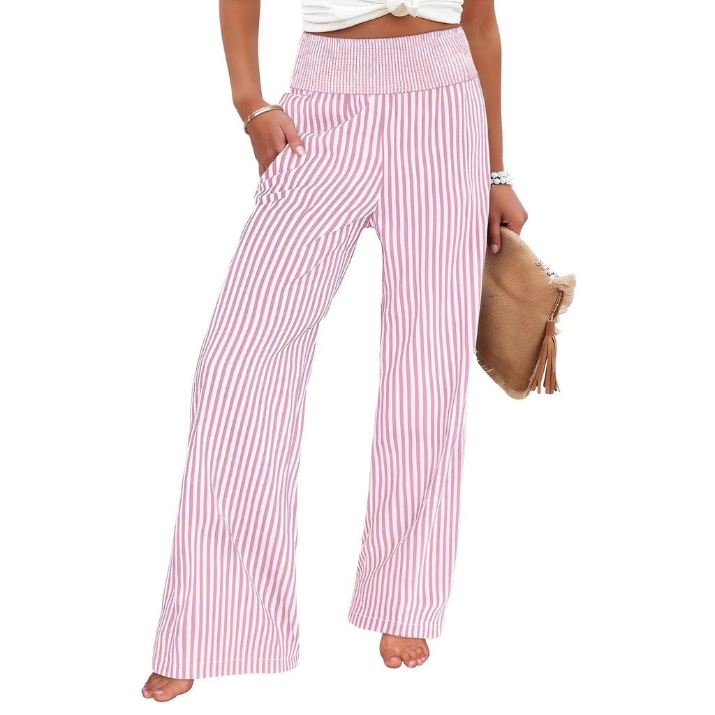 Loose-fit Ruched High-waisted Straight-leg Trousers