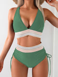 Deep V-Neck Backless Bikini Swimsuit