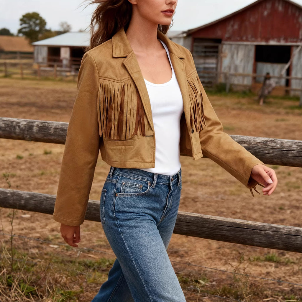Tassel Edge Decoration Short Casual Jacket