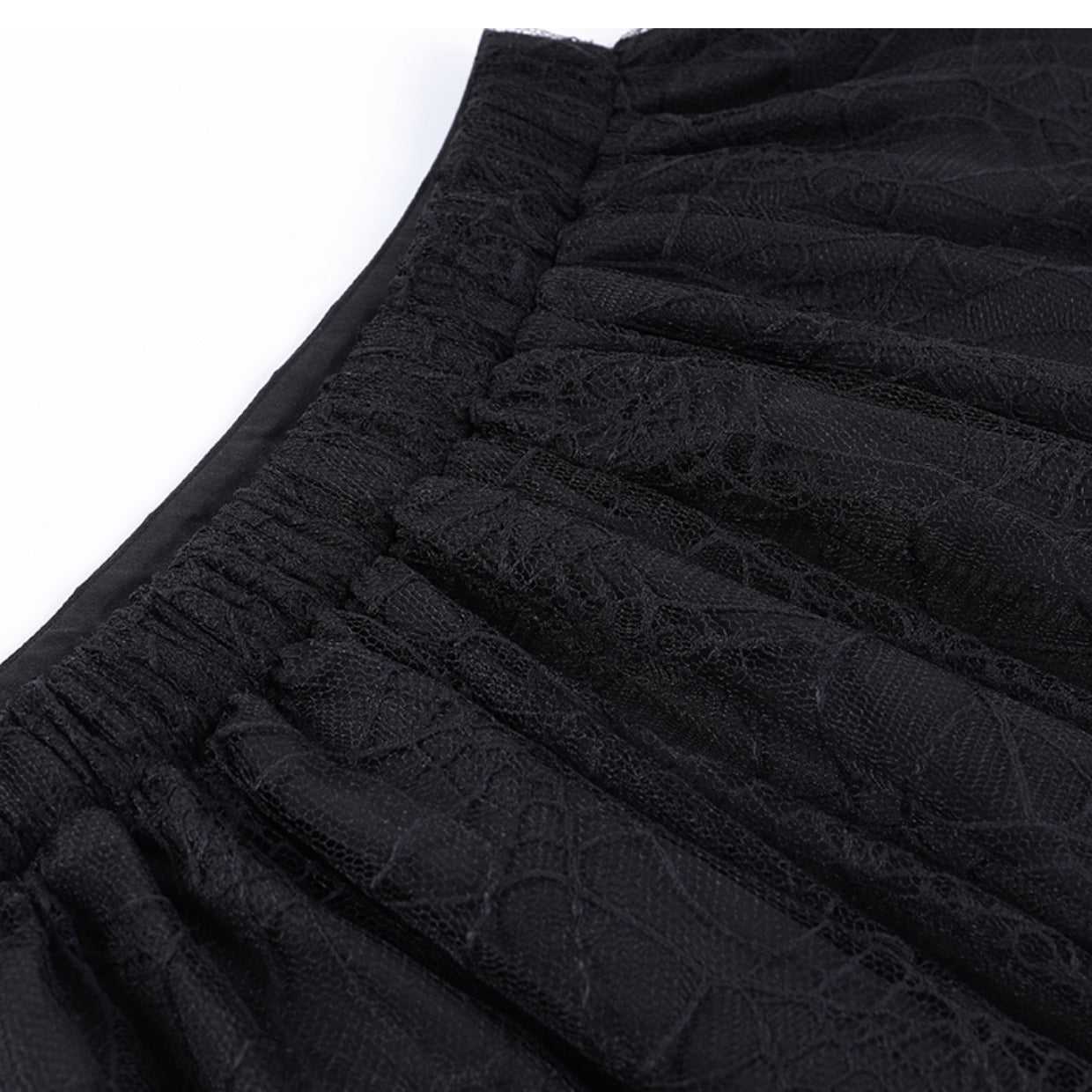 Black Heavy-duty Lace Stitching Skirt