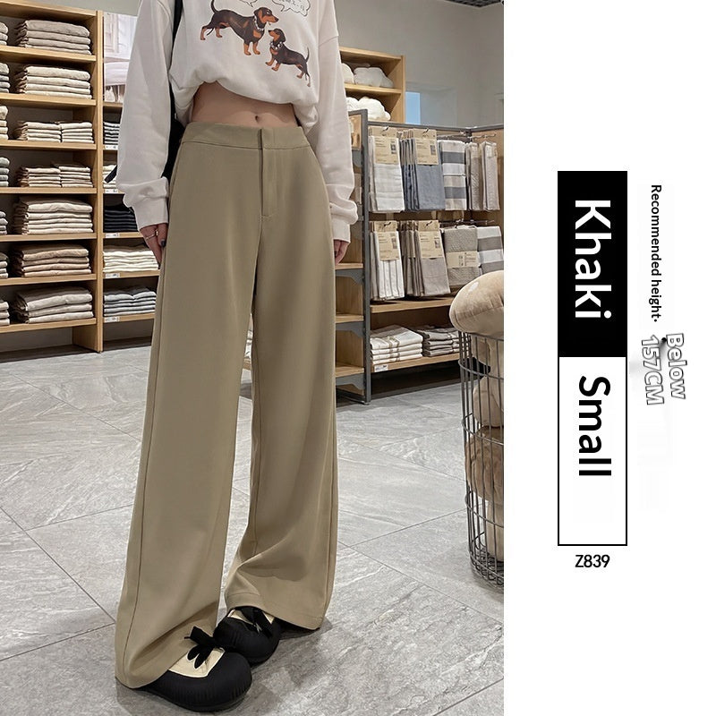 Spring All Match Straight Silhouette Slim Fit Wide Leg Pant