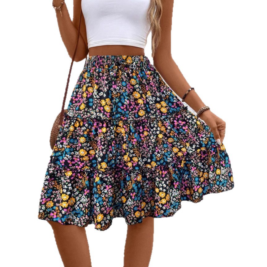 A-Line Floral All-Match Mini Skirt