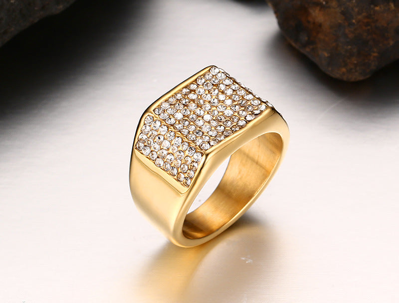 Titanium steel diamond men's Ring