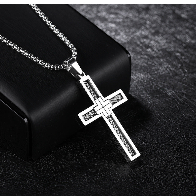 Wire Cross Men's Necklace
