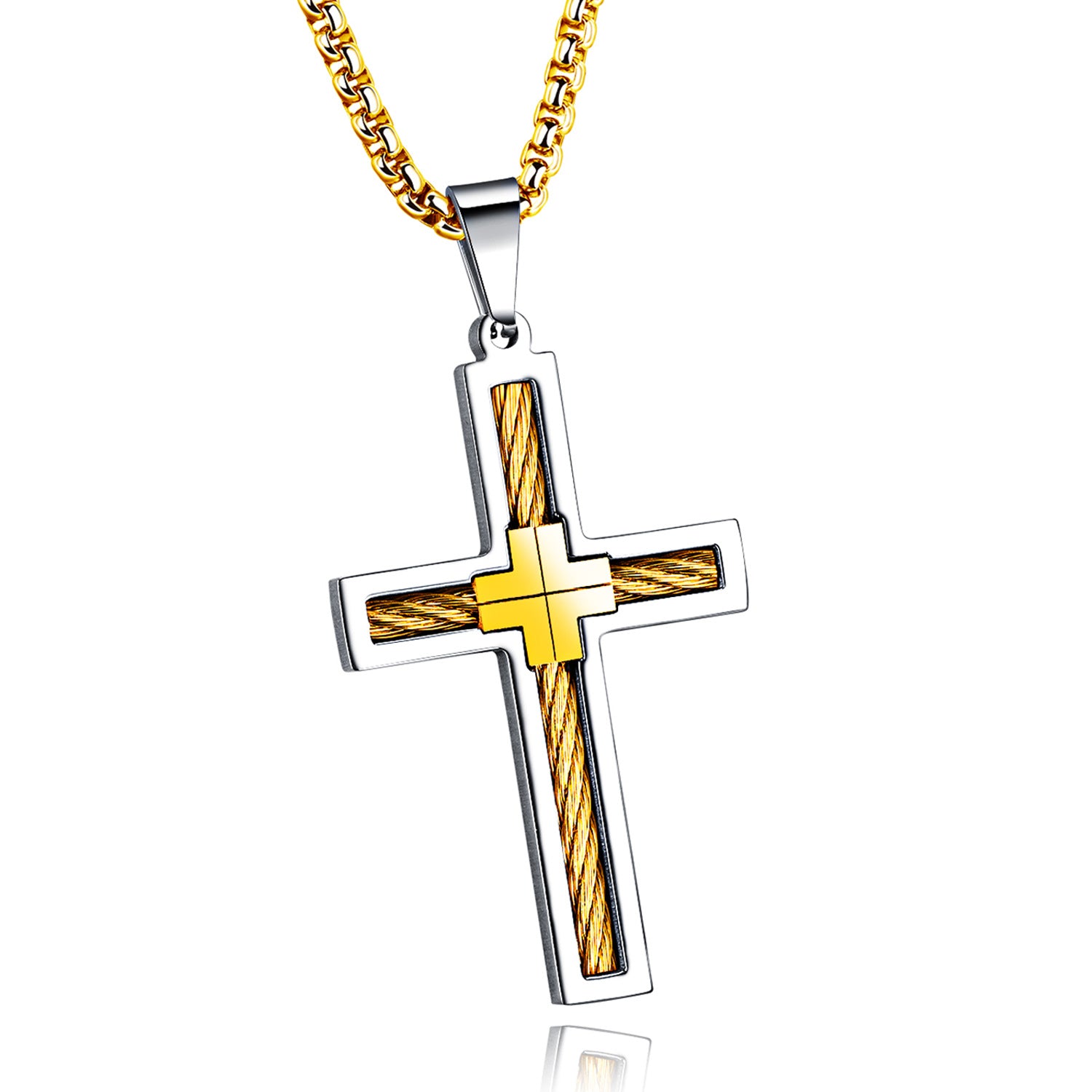 Wire Cross Men's Necklace