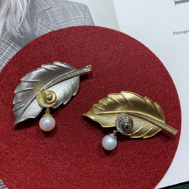 Snail Leaf Brooches