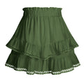 Lace Trim Elasticated Tiered Cake Skirt-Pants