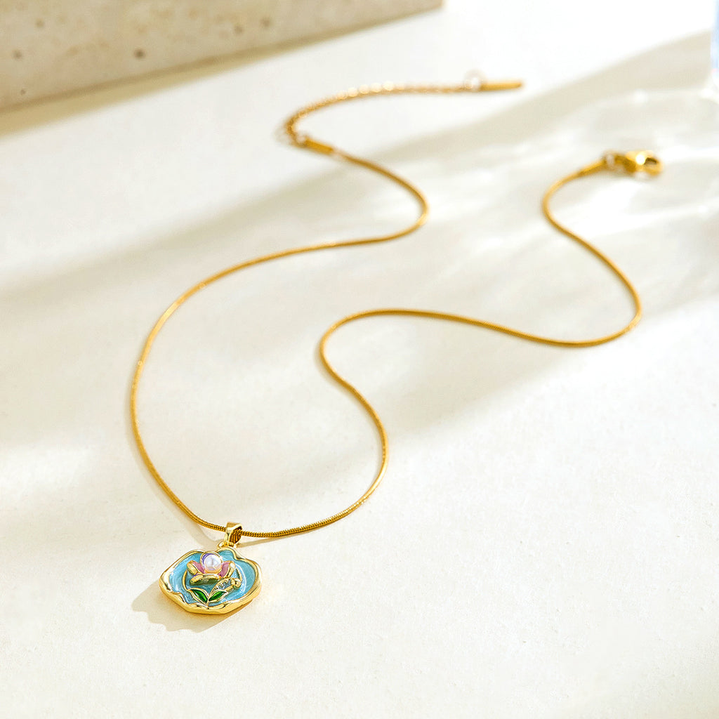 Enamel-flower Necklace