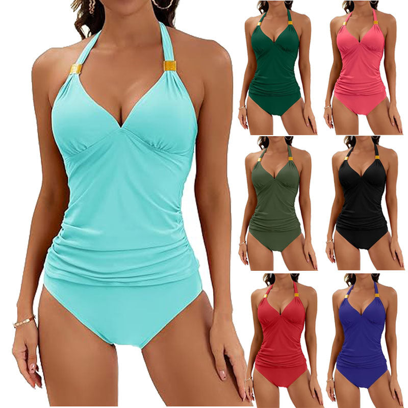 Halter Split Tie Two Piece Swimsuit