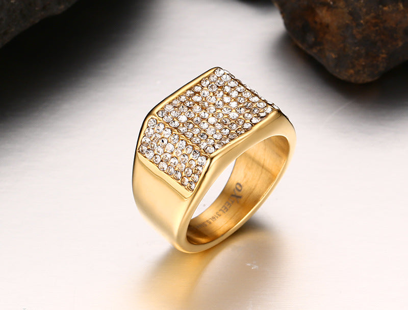 Titanium steel diamond men's Ring