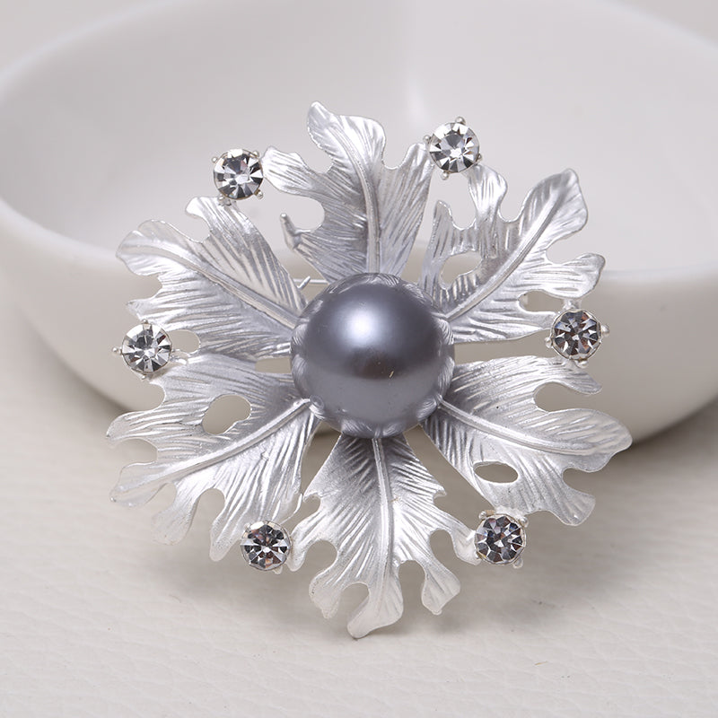 Matte Electroplated Pearl Brooch
