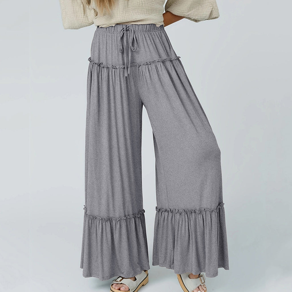 Solid-color High-waist Casual Pant
