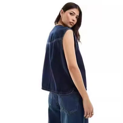 Rope Sleeveless Denim Vest TOP
