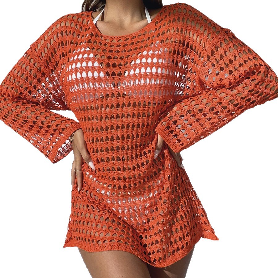 Knit Hollow Round Neck Beach Dress
