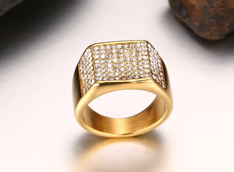 Titanium steel diamond men's Ring