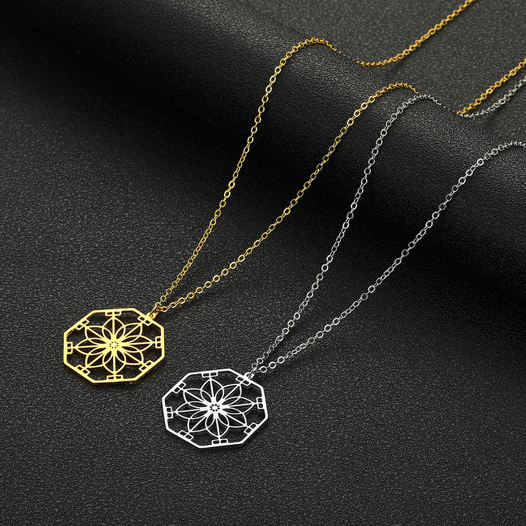 Mandala Flower Pendant Necklace