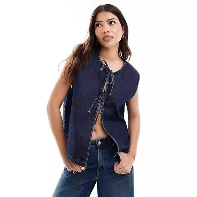 Rope Sleeveless Denim Vest TOP