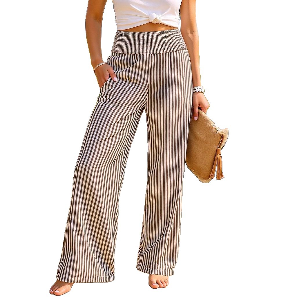 Loose-fit Ruched High-waisted Straight-leg Trousers