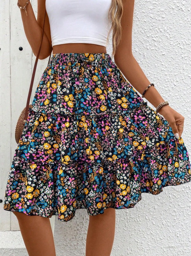 A-Line Floral All-Match Mini Skirt