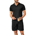 Waffle V-neck Polo Shirt Men's Suit