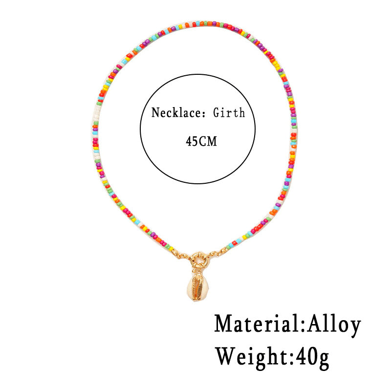 Rice Bead Shell Pendant Necklace