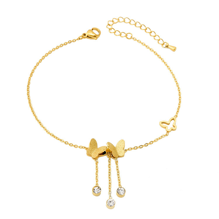 Tassel Frosted Butterfly Anklet