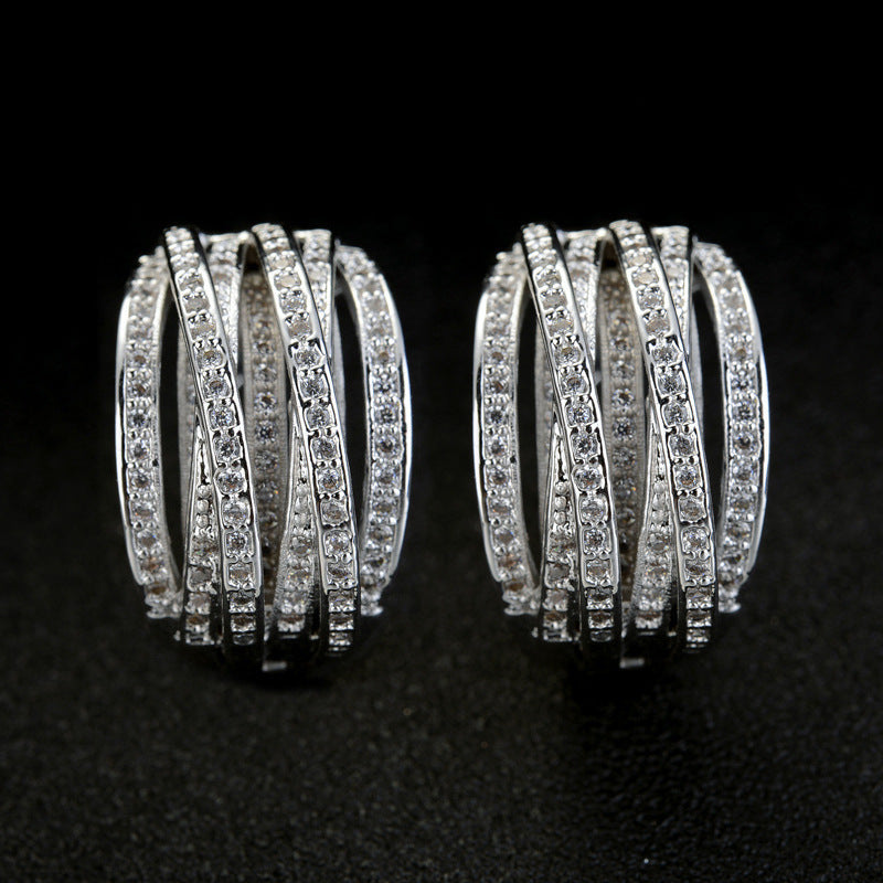 Line Ear Clip Cross Elegant Earrings