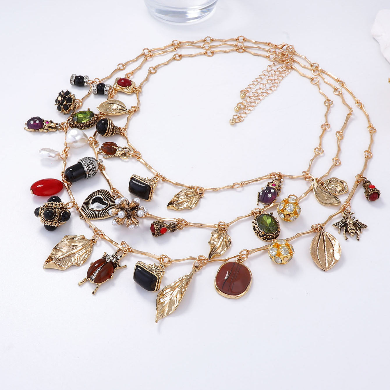 Multilayer Layered Stone Vintage Necklace
