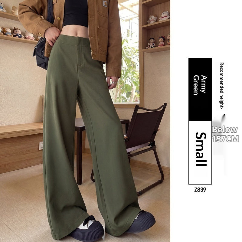 Spring All Match Straight Silhouette Slim Fit Wide Leg Pant