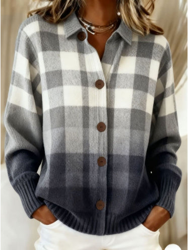 Plaid Printed Long Sleeve Top Shirt
