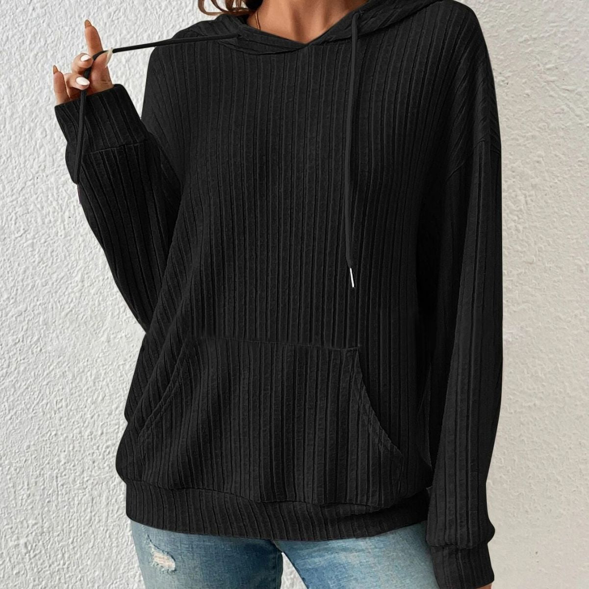 Solid Sunken Stripe Hoodie