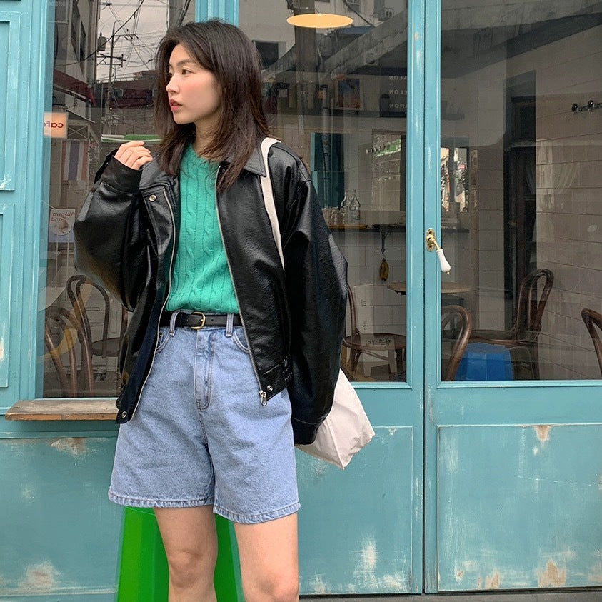 Retro Casual Zip-Up Collar Jacket
