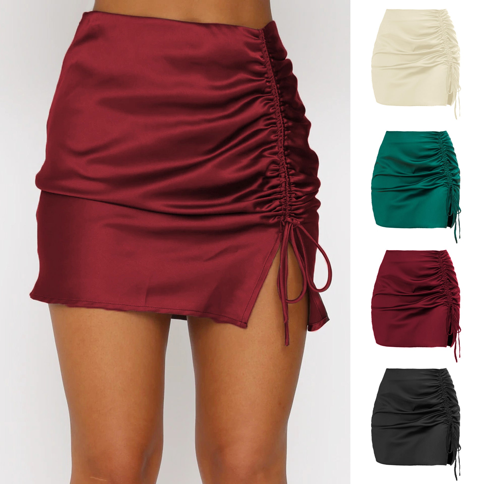 Pleating High Waist Zip Skirt