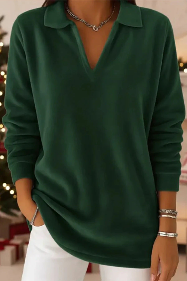 Velvet Relaxed Fit Casual Long Sleeve Shirt