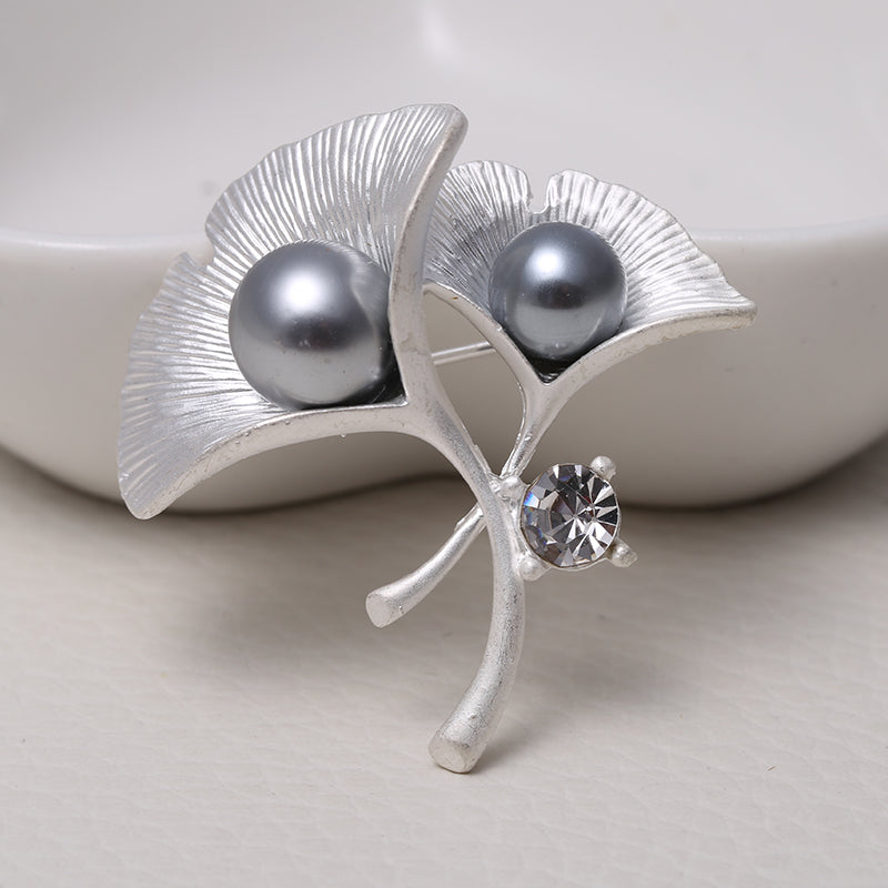Matte Electroplated Pearl Brooch