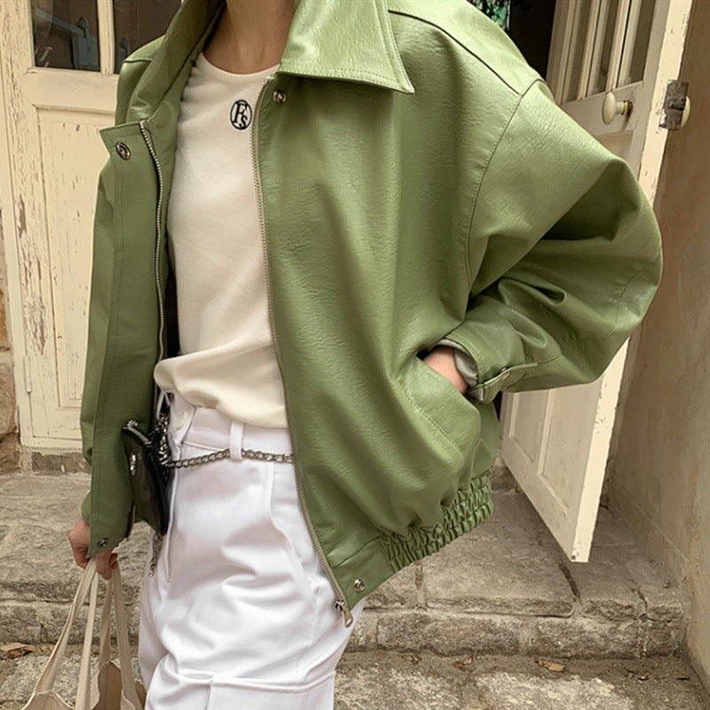 Retro Casual Zip-Up Collar Jacket