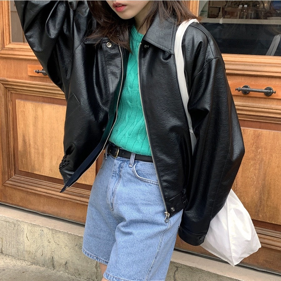 Retro Casual Zip-Up Collar Jacket