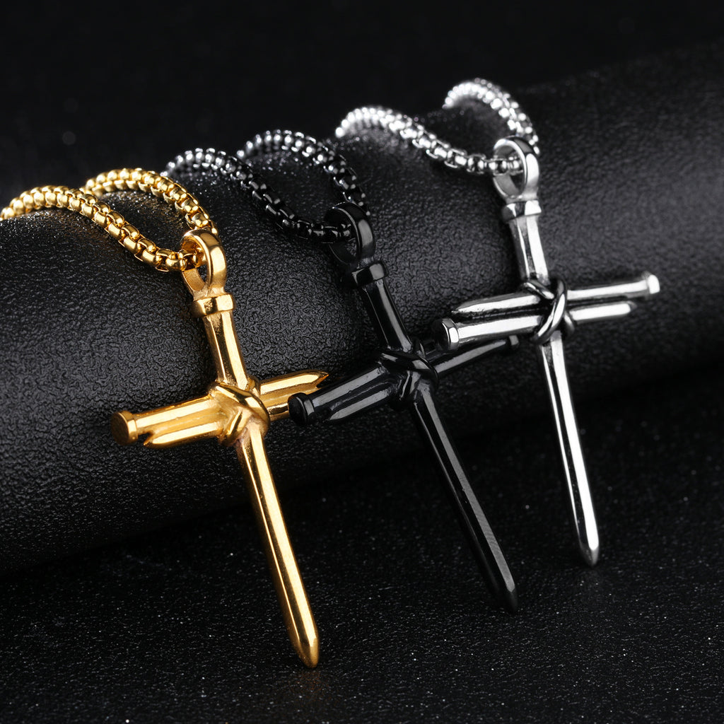Nails cross pendants necklace