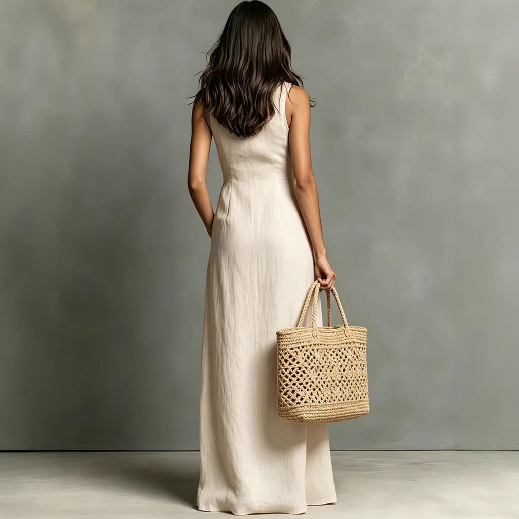 Trinopy Casual Cotton Linen Dress