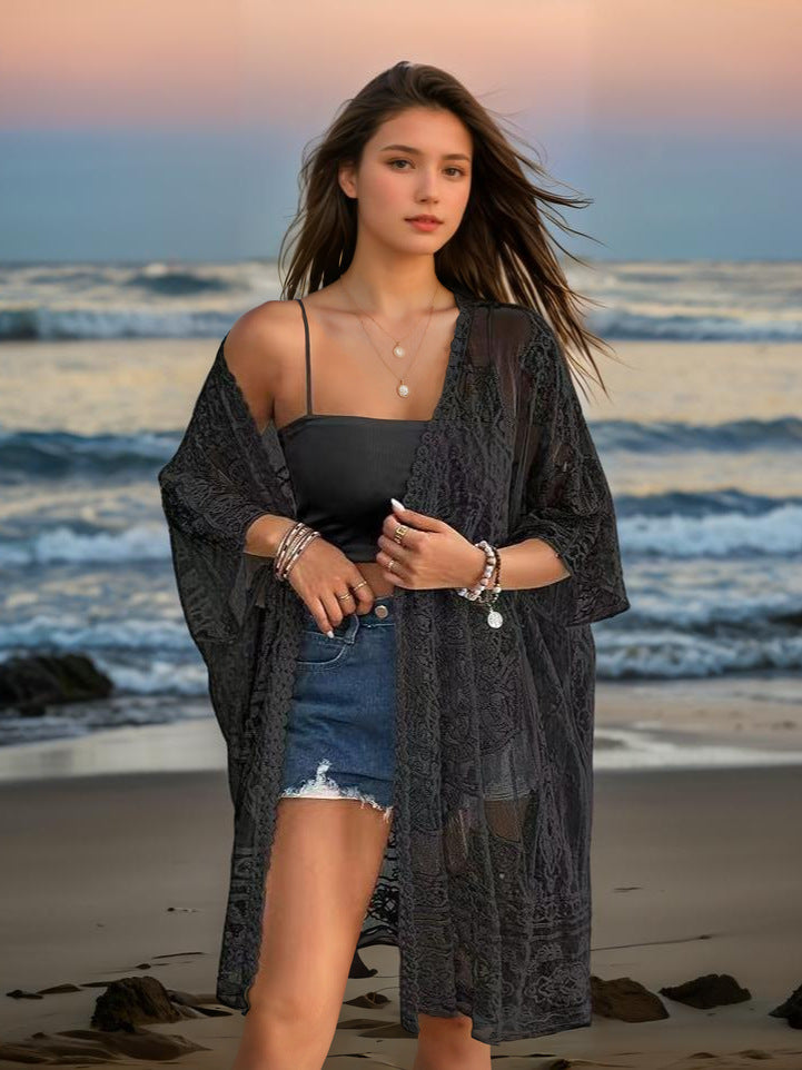 See-through Water-soluble Lace Embroidered Cardigan
