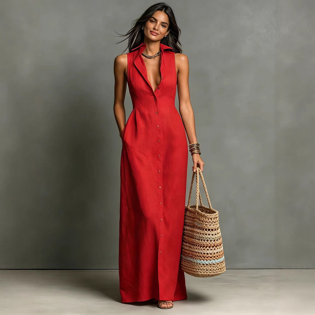 Trinopy Casual Cotton Linen Dress