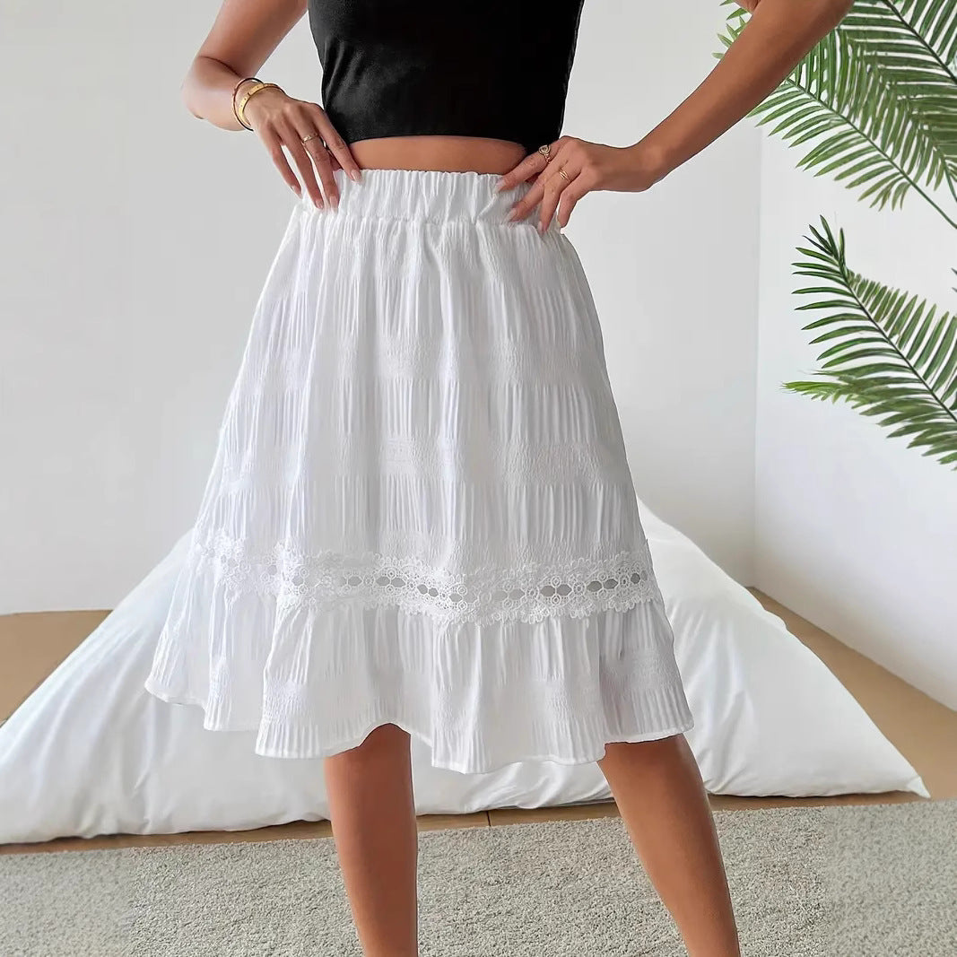 Chic Resort-style Ruffled tretch-waist Skirt