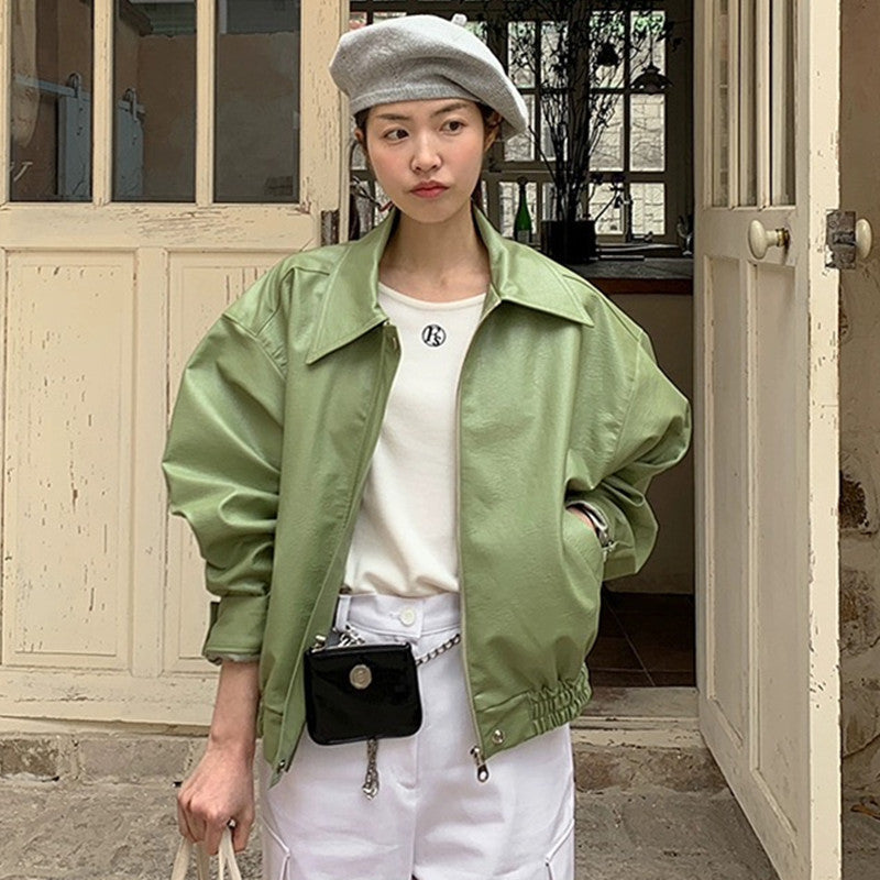Retro Casual Zip-Up Collar Jacket