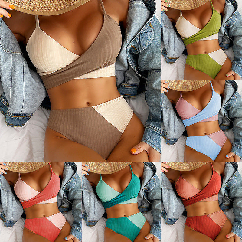 Patchwork Ribbed Swimwear