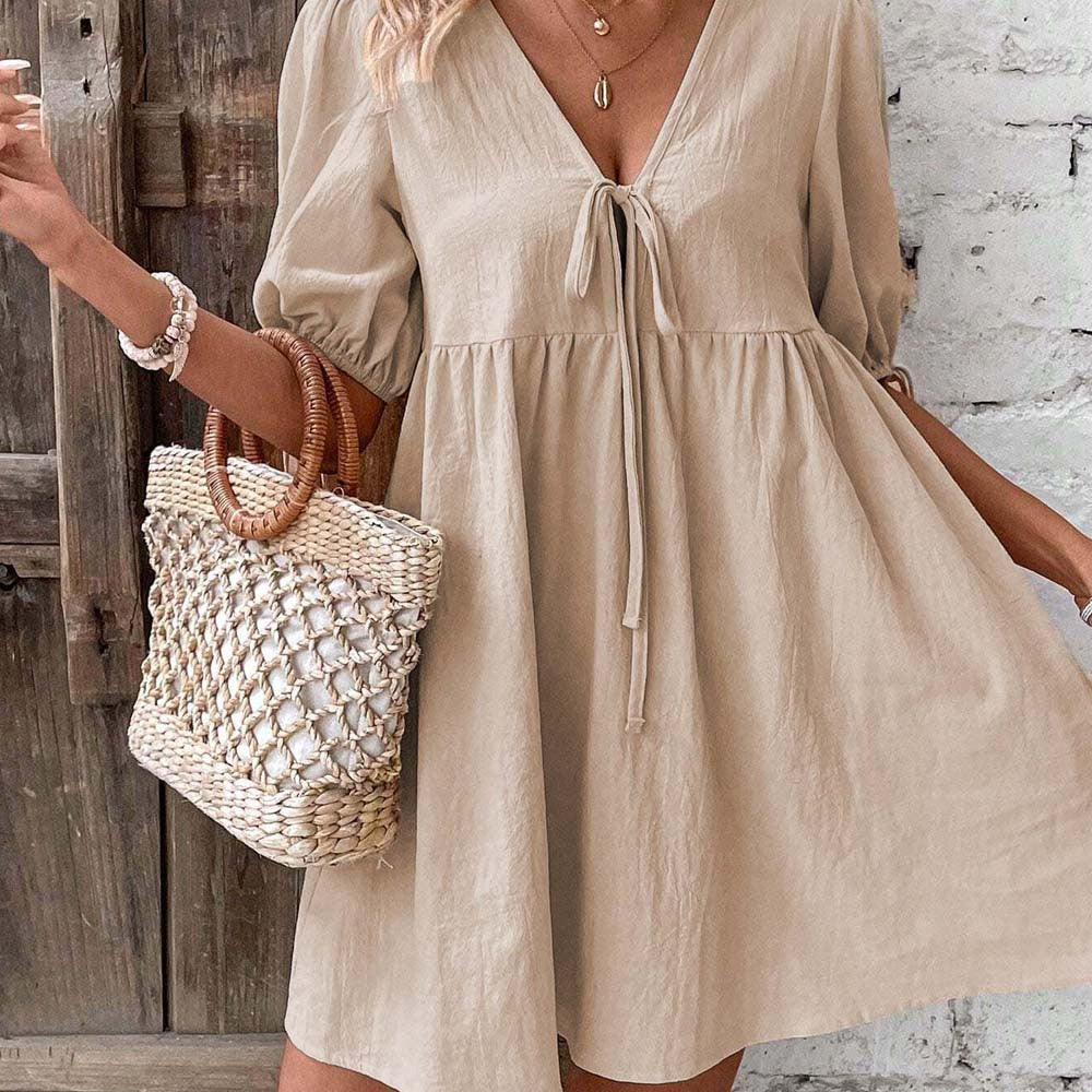 Lace Up A- Line Dress