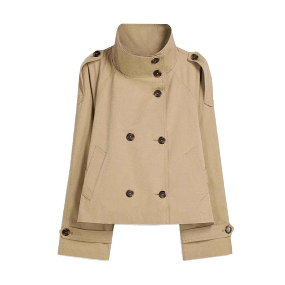 Buttoned Waist-Cinching Lace-Up Trench Coat