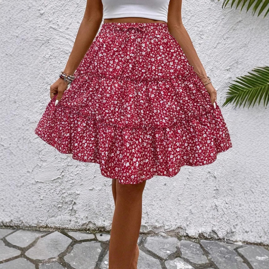 A-Line Floral All-Match Mini Skirt